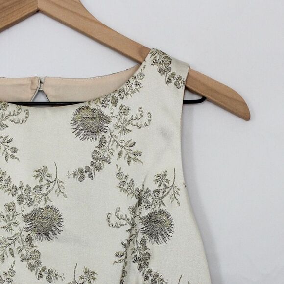 Maggy London Sleeveless Embroidered Floral Dress Ivory 10 - Picture 2 of 7